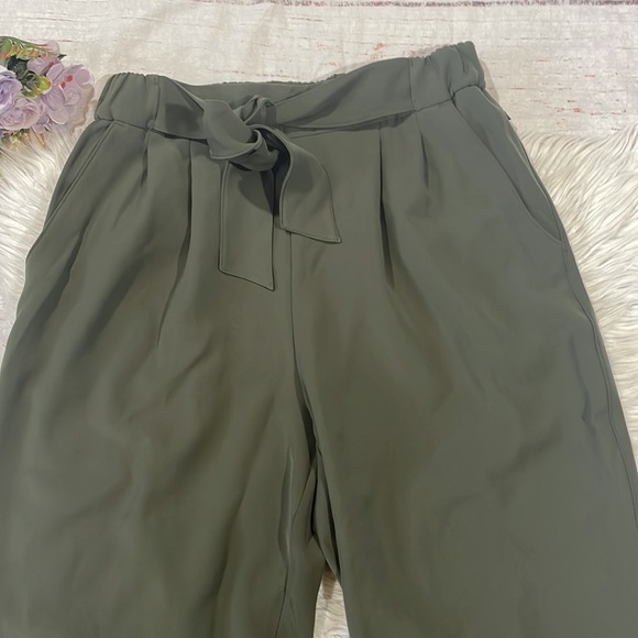 Lululemon Noir Pants Dark Olive Tie Waist Wide Leg High Rise - Picture 5 of 12